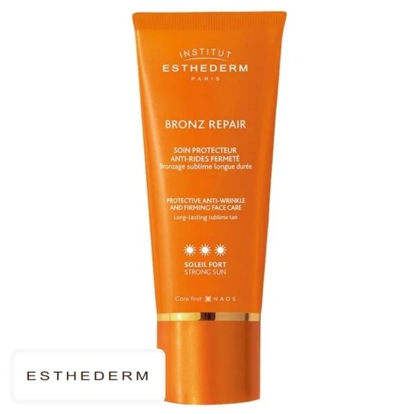 Tube orange Institut Esthederm Bronz Repair soin protecteur visage soleil fort