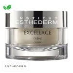Pot chromé Institut Esthederm Excellage crème visage couvercle argenté et noir