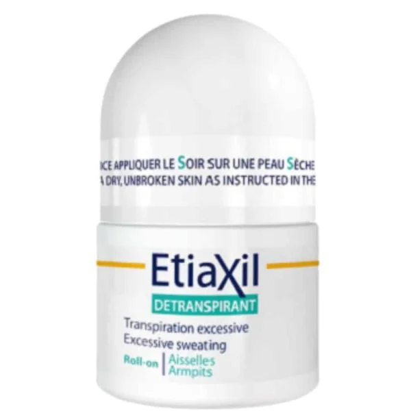Flacon bille blanc Etiaxil détranspirant aisselles transpiration excessive 15 ml