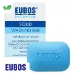 Étui bleu Eubos et pain dermatologique solide gravé de 125 g