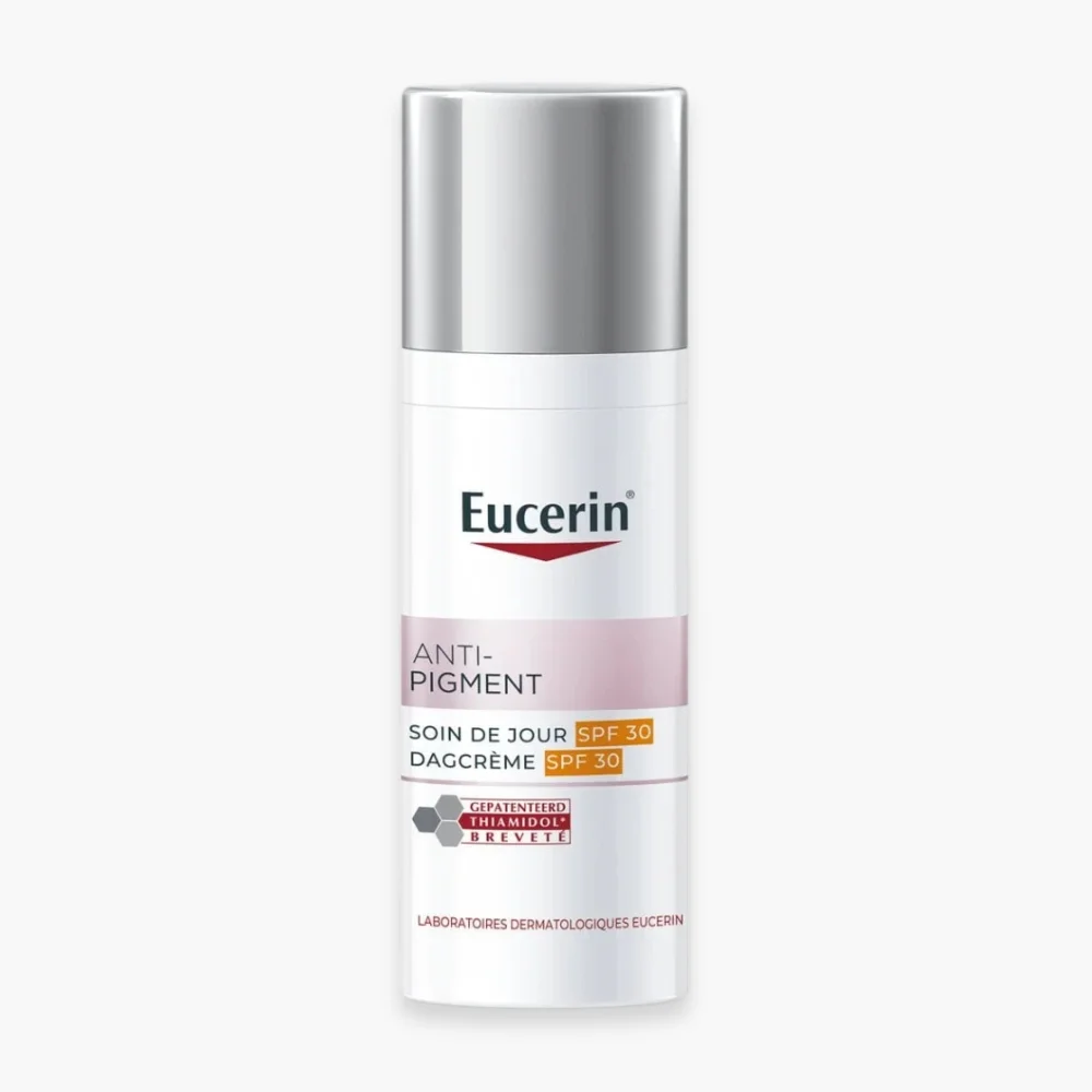 eucerin-anti-pigment-soin-de-jour-spf30-50ml.jpg Flacon pompe blanc Eucerin Anti-Pigment soin de jour SPF 30 de 50 ml