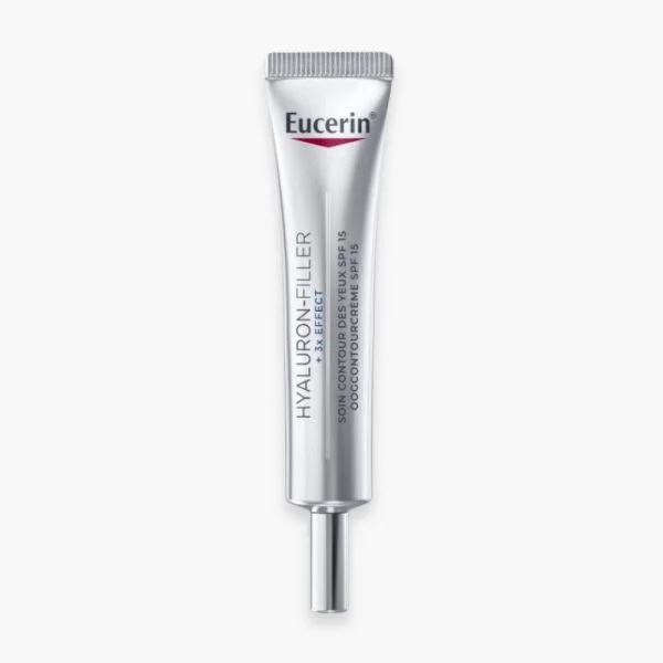 Tube argenté Eucerin Hyaluron-Filler soin contour des yeux SPF 15