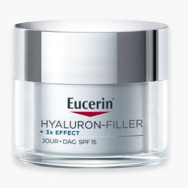Pot Eucerin Hyaluron-Filler 3x Effect jour SPF 15 transparent et argenté