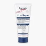 Tube Eucerin UreaRepair crème pieds 10 % d'urée blanc et bleu foncé
