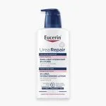Flacon pompe Eucerin UreaRepair émollient hydratant 5 % d'urée blanc et bleu