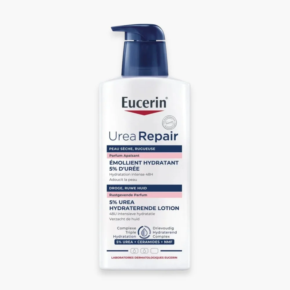 eucerin-urearepair-emollient-5-d-uree-parfum-apaisant-250ml.jpg Flacon pompe Eucerin UreaRepair émollient hydratant 5 % d'urée blanc et bleu