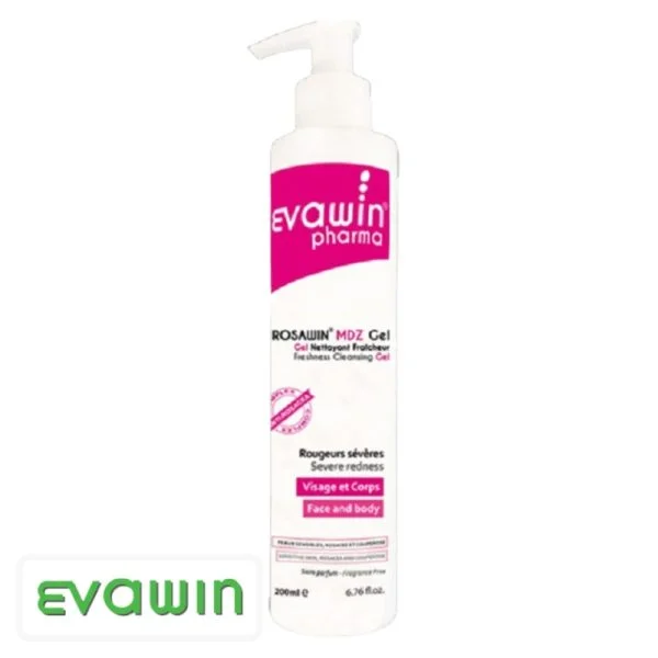 Flacon pompe blanc et rose Evawin Rosawin MDZ Gel Nettoyant 200 ml