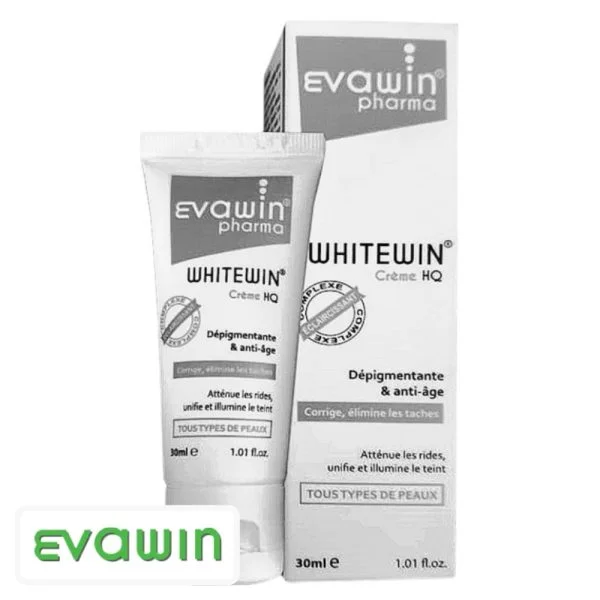 Tube et étui gris Evawin Whitewin Crème HQ dépigmentante 30 ml