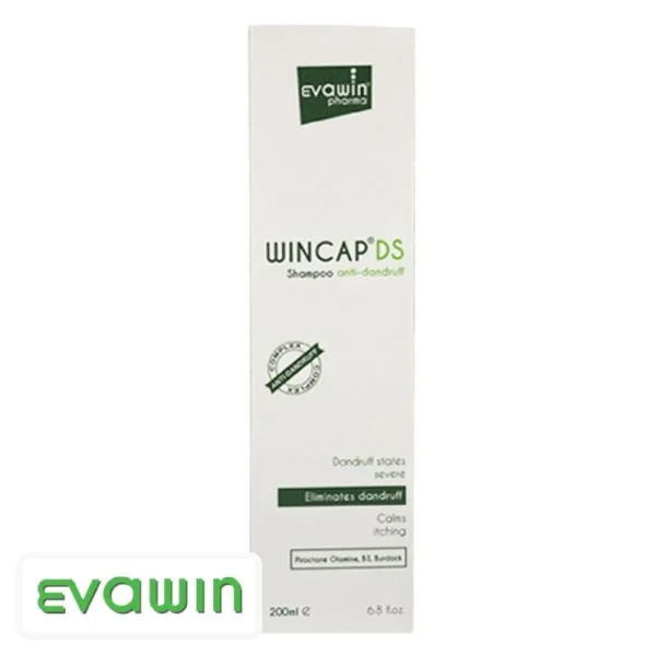 Étui blanc et vert Evawin Wincap DS Shampooing anti-pelliculaire 200 ml