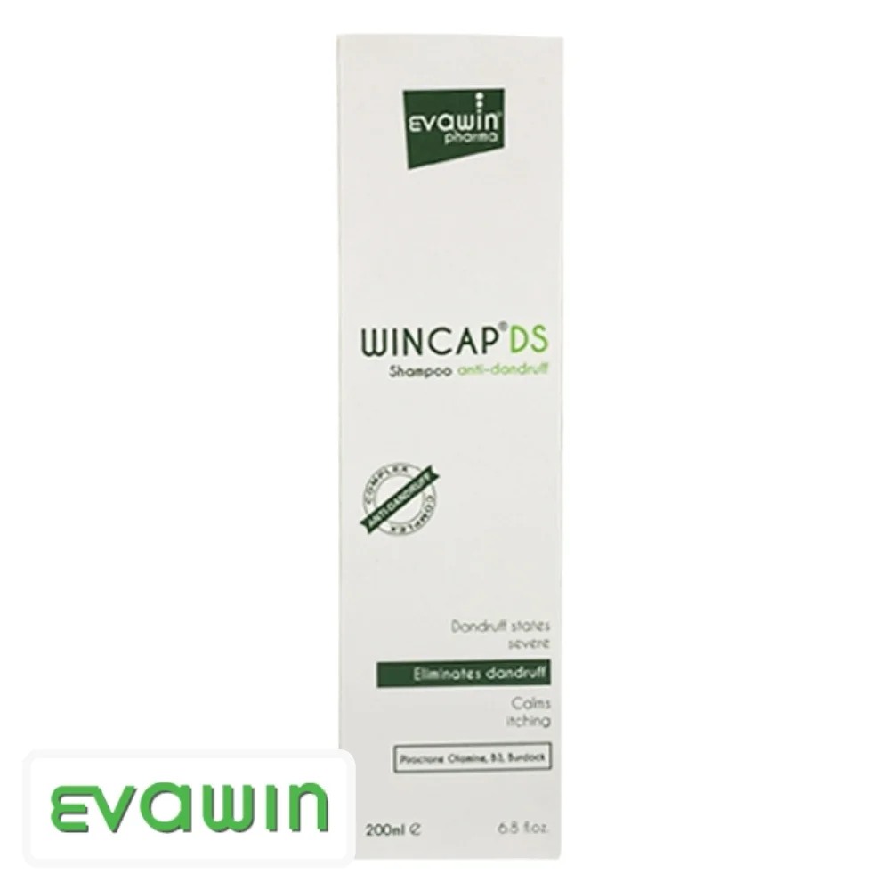 evawin-pharma-wincap-shampoing-anti-chute-200ml.jpg Étui blanc et vert Evawin Wincap DS Shampooing anti-pelliculaire 200 ml