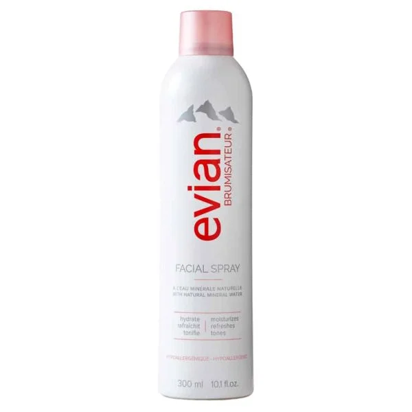 Grand aérosol blanc et rose Evian Brumisateur spray visage 300 ml