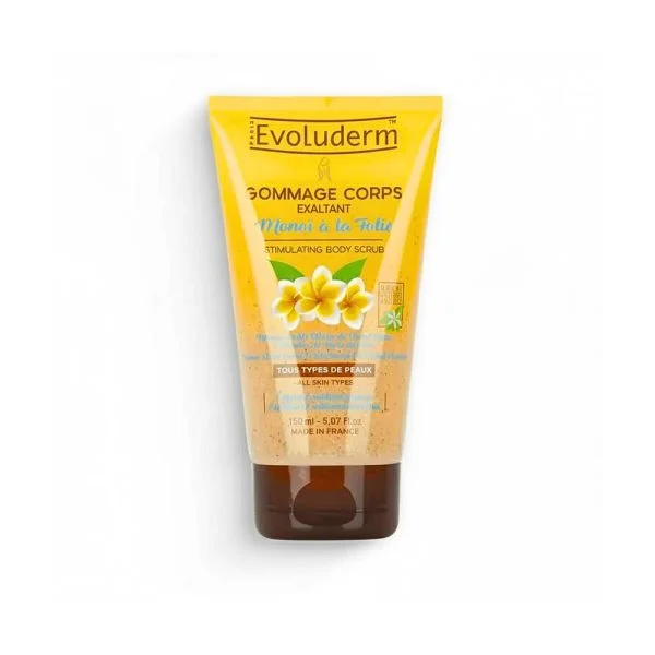 Tube jaune Evoluderm Gommage Corps Monoï à la Folie 150 ml