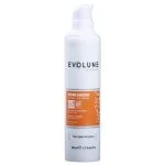Flacon pompe blanc et orange Evolune Bi-White Crème Solaire SPF50 invisible
