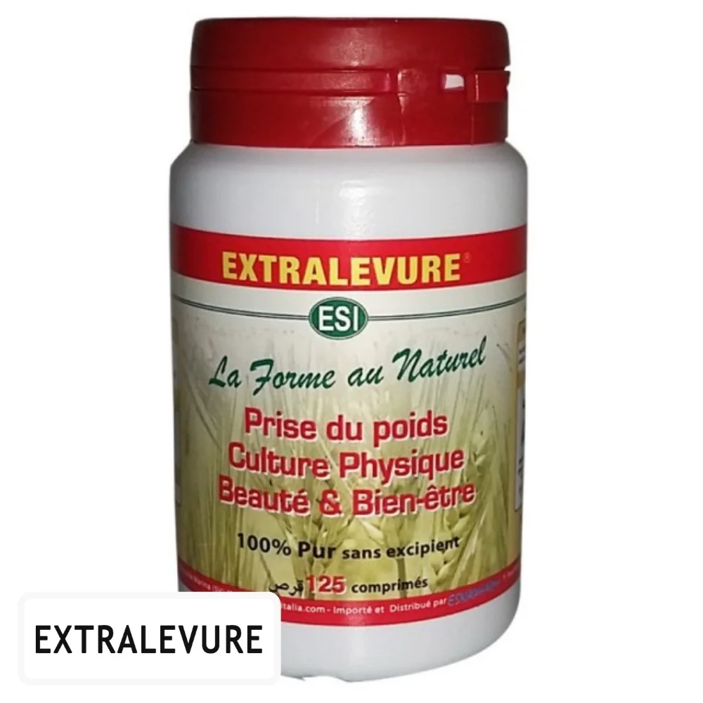 extralevure-prise-du-poids-125-comprimes.jpg Pilulier blanc à couvercle rouge Extralevure Prise du poids 125 comprimés