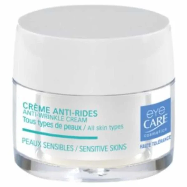 Pot blanc de crème anti-rides Eye Care pour peaux sensibles
