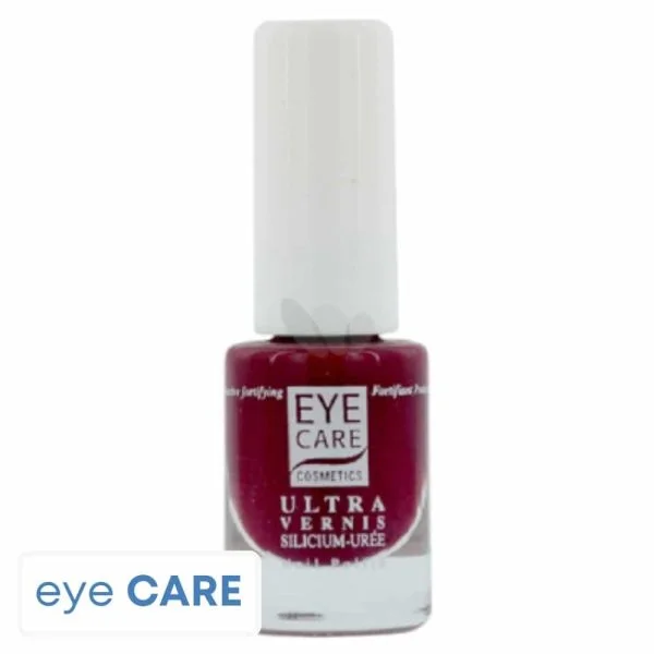 Flacon de vernis à ongles Eye Care teinte bordeaux, capuchon blanc