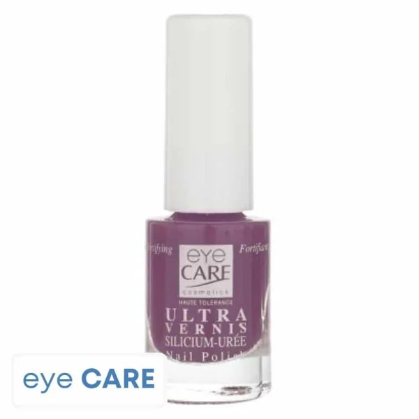 Flacon Eye Care Ultra Vernis teinte violet prune avec capuchon blanc