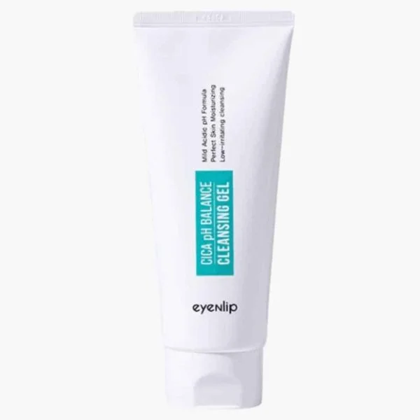 Tube blanc gel nettoyant Cica pH Balance Eyenlip, étiquette turquoise