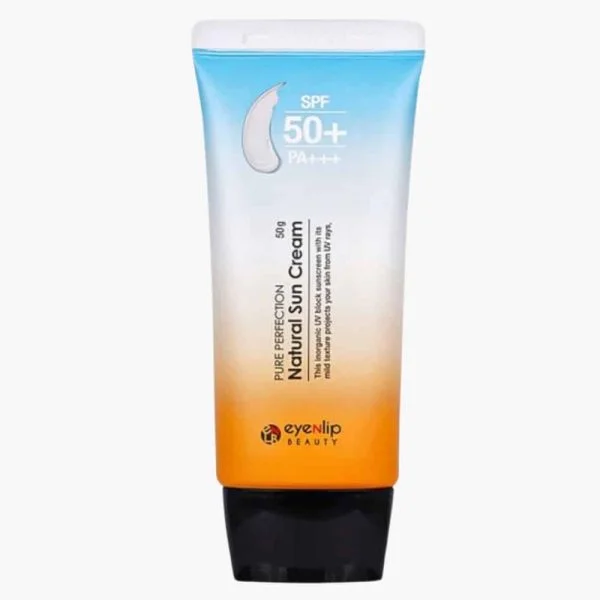 Tube dégradé bleu orange crème solaire Pure Perfection Eyenlip SPF50+
