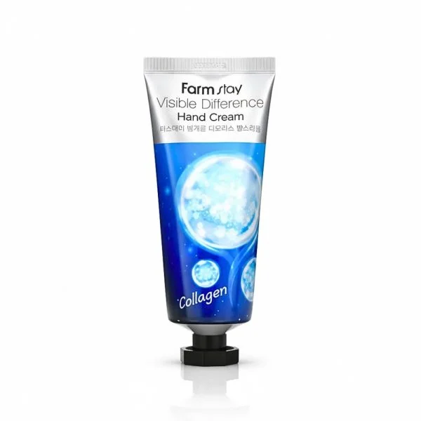 Tube bleu Farmstay Visible Difference crème mains au collagène