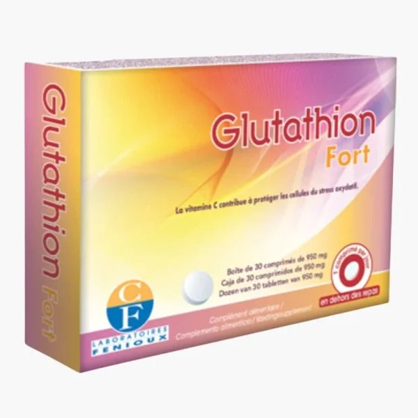 Boîte rose et orange Fenioux Glutathion Fort 30 comprimés