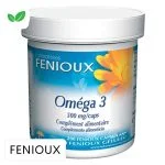 Pot blanc Fenioux Oméga 3 500 mg, étiquette bleue, 200 gélules