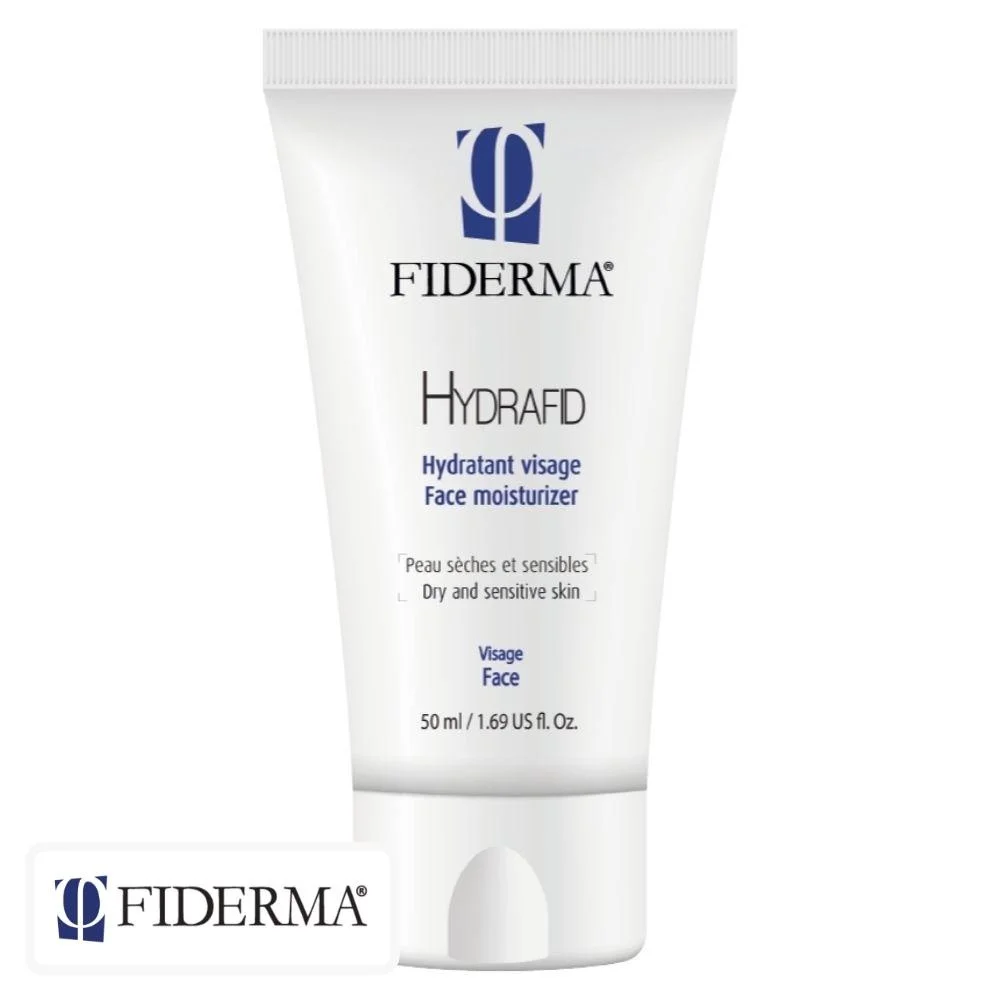 fiderma-hydrafid-creme-hydratante-50ml.jpg Tube blanc et bleu Fiderma Hydrafid hydratant visage 50 ml