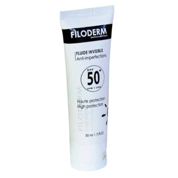 Tube blanc Filoderm Fluide Invisible Anti-Imperfections SPF50+ 50 ml