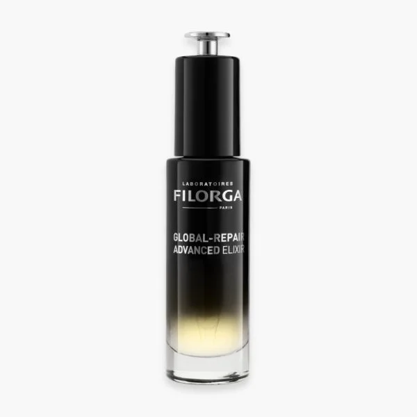 Flacon noir dégradé Filorga Global-Repair Advanced Elixir 30 ml avec pompe