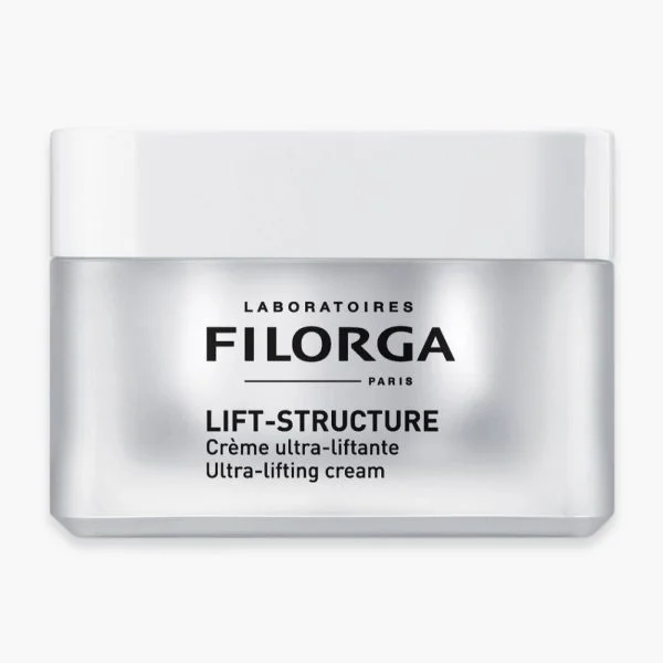 Pot argenté nacré Filorga Lift-Structure crème ultra-liftante 50 ml couvercle blanc
