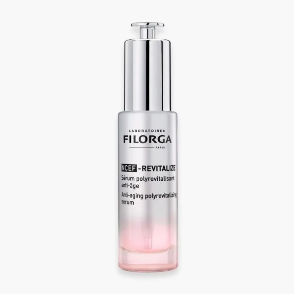 Flacon pompe dégradé rose Filorga NCEF-Revitalize, sérum polyrevitalisant anti-âge, 30 ml
