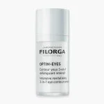 Flacon pompe blanc Filorga Optim-Eyes, contour des yeux 3-en-1 défatiguant intensif, 15 ml