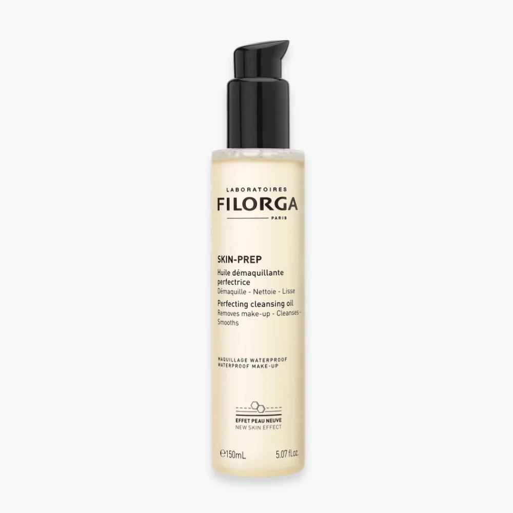 filorga-skin-prep-huile-demaquillante-perfectrice-150ml.jpg Flacon pompe huile dorée Filorga Skin-Prep, huile démaquillante perfectrice, 150 ml