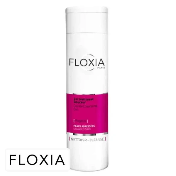 Flacon blanc et rose Floxia Regenia gel nettoyant douceur visage 200 ml