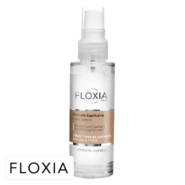 Flacon pompe transparent Floxia sérum capillaire revitalisant tous types cheveux