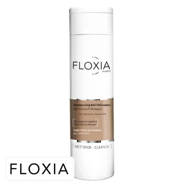 Flacon blanc Floxia shampooing anti-pelliculaire zinc pyrithione sodium PCA 200 ml