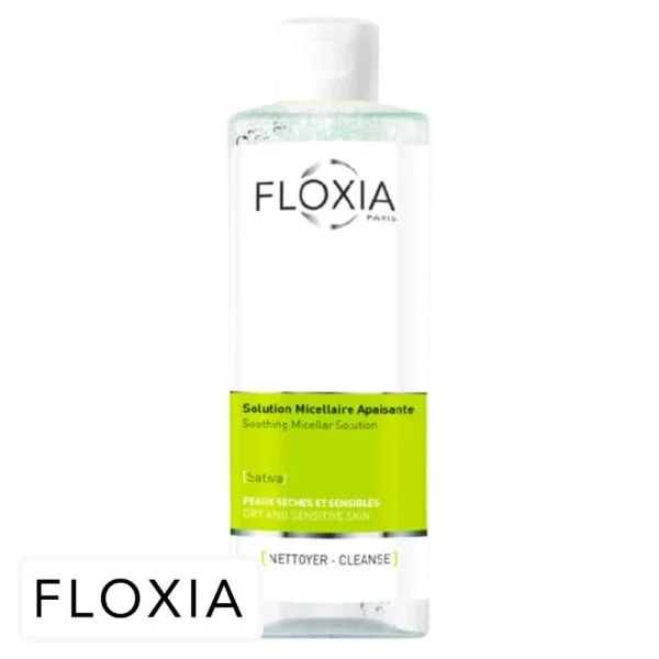 Flacon transparent Floxia Sativa solution micellaire apaisante peaux sensibles 250 ml