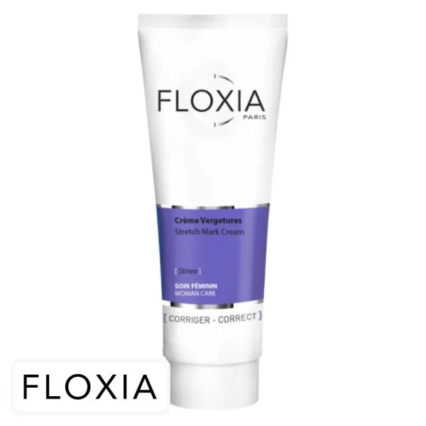 Tube blanc et violet Floxia Striex crème vergetures soin corps 125 ml