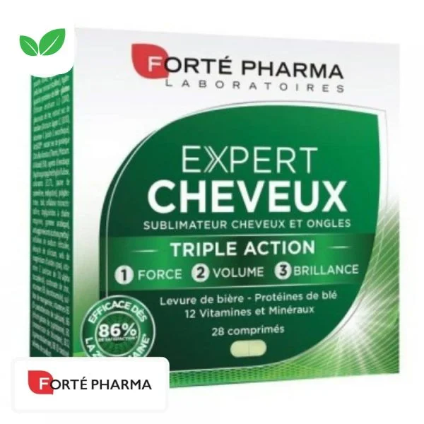 Étui vert Forté Pharma Expert Cheveux et Ongles 28 comprimés