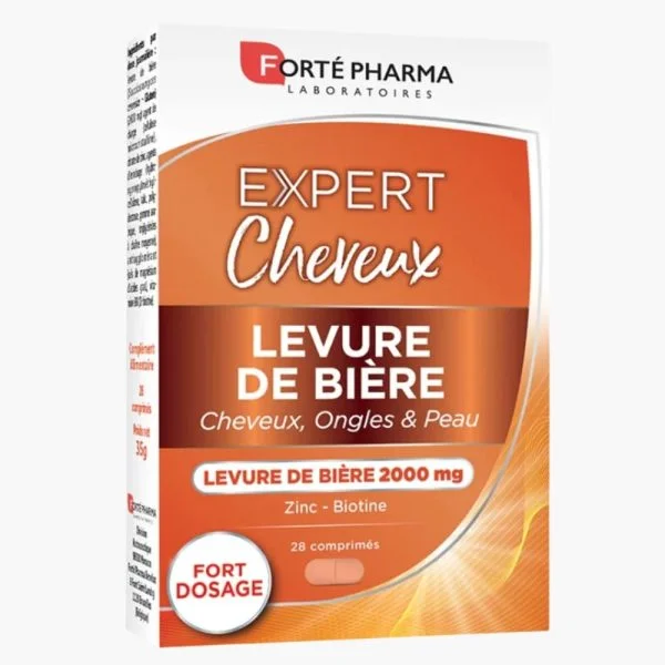Boîte orange Forté Pharma Expert Cheveux levure de bière fort dosage