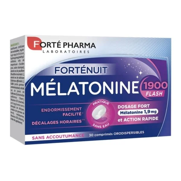 Forté Pharma Forténuit (dosage Fort Action Rapide) Mélatonine 1900 Endormissement Facilité 1.9mg 30 Comprimés