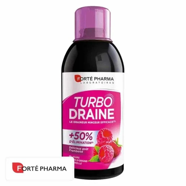 Flacon rose Forté Pharma Turbo Draine goût framboise 500 ml