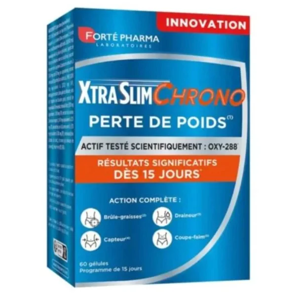 Boîte bleue Forté Pharma XtraSlim Chrono perte de poids 60 gélules