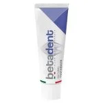 Tube de dentifrice Betadent Natural blanc et bleu-violet, formule dentaire italienne