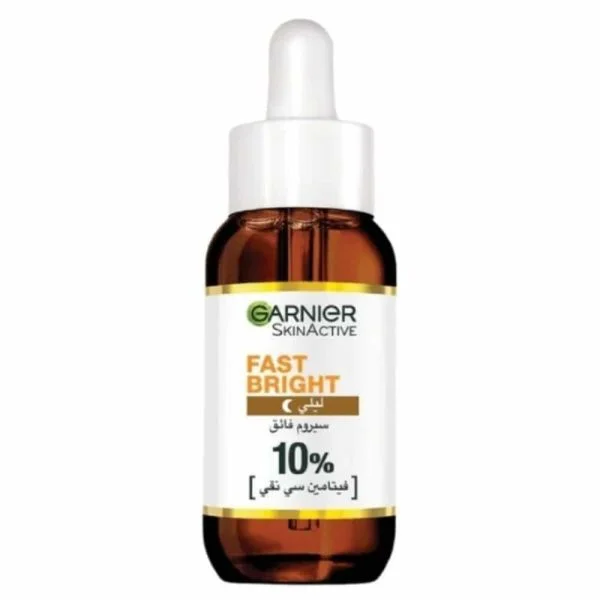 Flacon ambré pipette Garnier SkinActive Fast Bright sérum nuit vitamine C