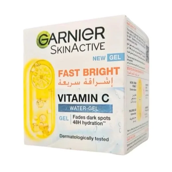 Étui Garnier SkinActive Fast Bright water-gel vitamine C, pot de 50 ml