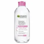 Flacon transparent bouchon rose Garnier SkinActive solution micellaire peaux sensibles