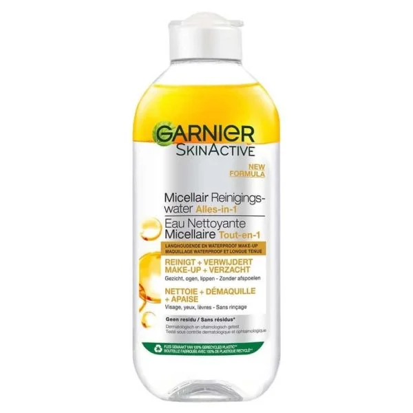 Grand flacon Garnier SkinActive eau nettoyante micellaire biphase huile dorée