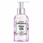 Flacon pompe rose Garnier Ultra Doux Hair Silk sérum lissant 120 ml
