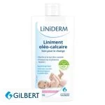 Flacon blanc Liniderm liniment oléo-calcaire Gilbert avec photo de bébé
